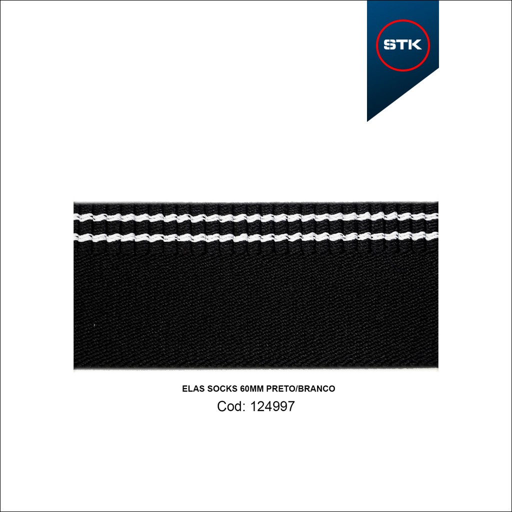 ELÁSTICO STK 52 SOCKS 60MM PRETO / BRANCO