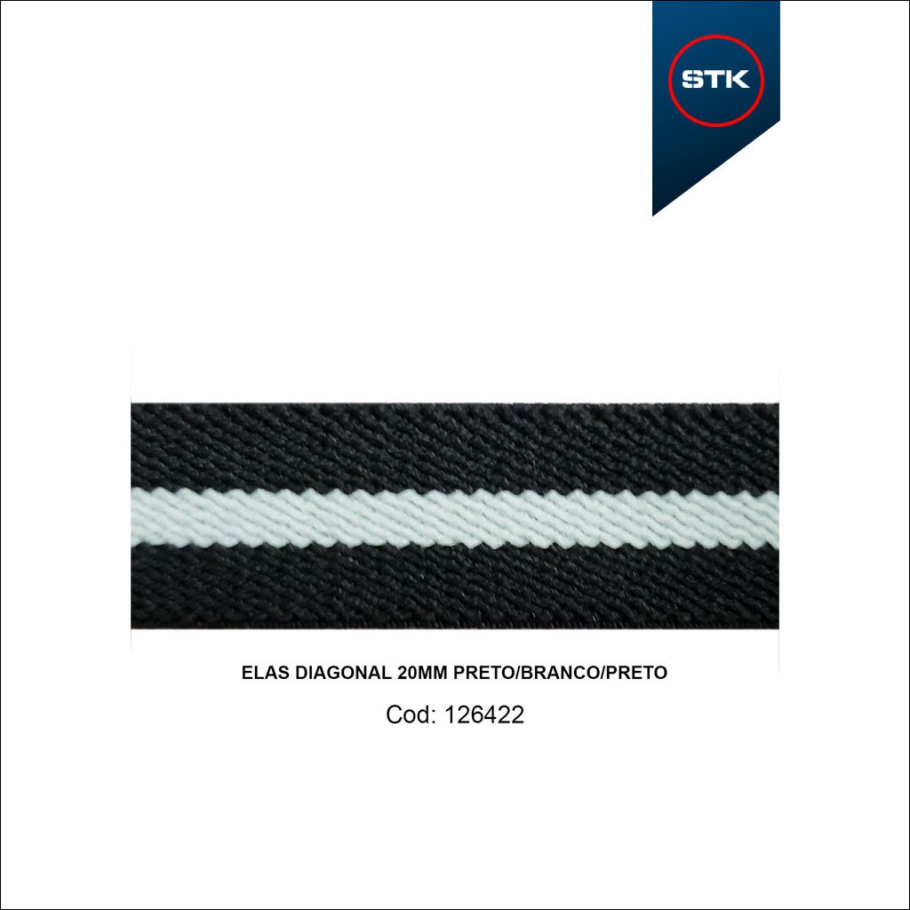 ELAS DIAGONAL 20MM PTO / BRANCO / PRETO