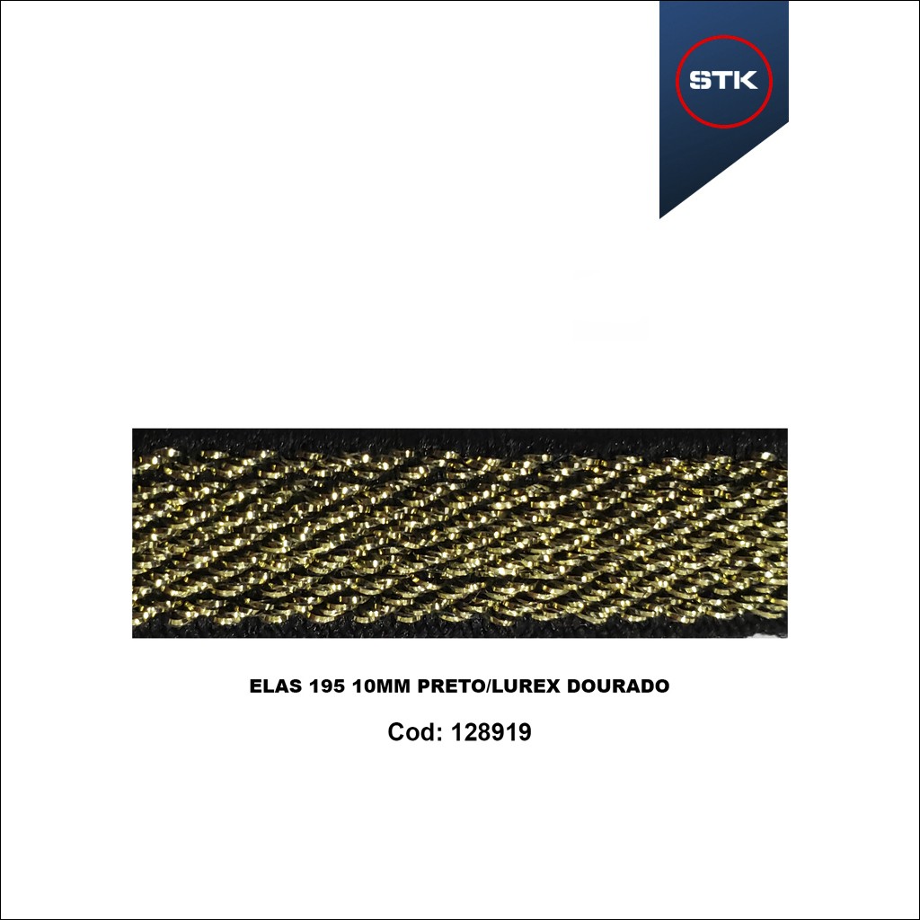 ELÁSTICO STK 171 10MM PRETO / LUREX DOURADO