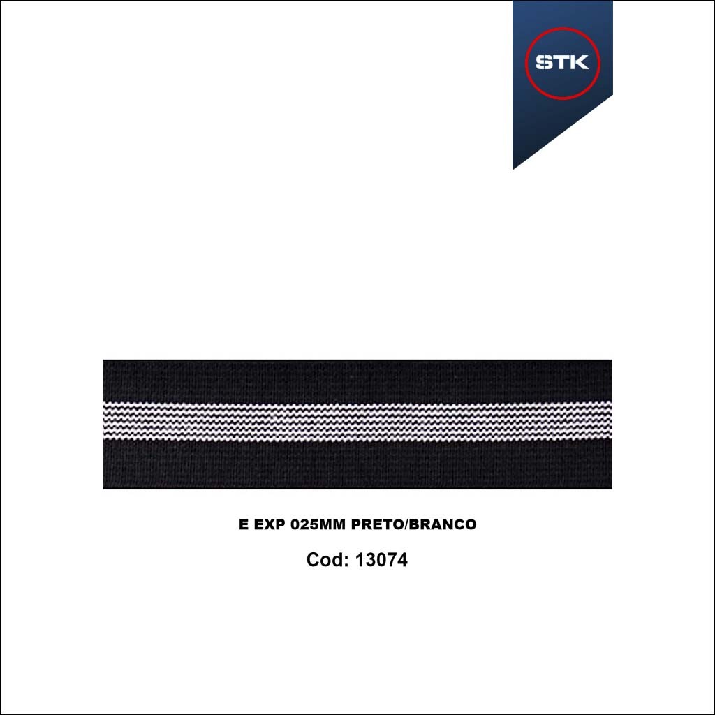 ELÁSTICO STK 156 EXPORTAÇÃO 25MM PRETO / BRANCO