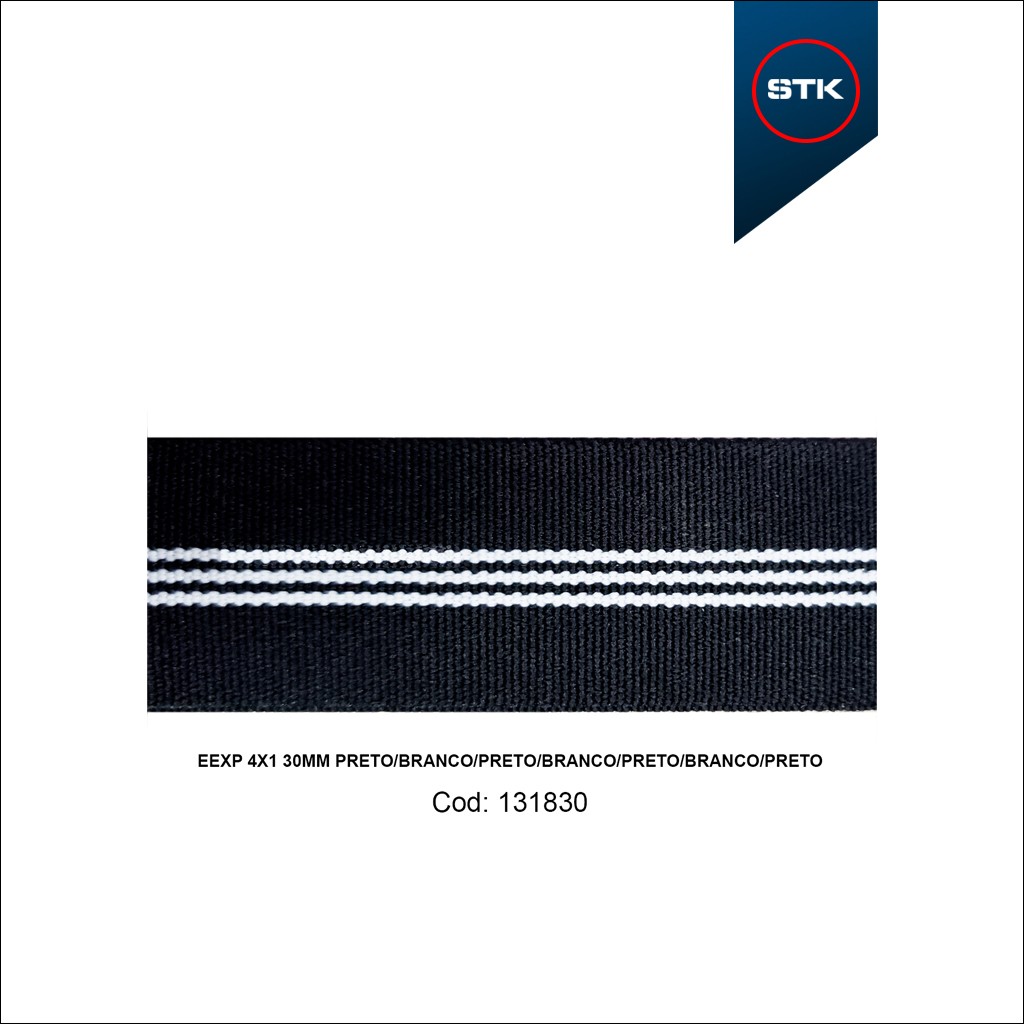 ELÁSTICO STK 592 EXPORTAÇÃO 4X1 30MM  PRETO / BRANCO