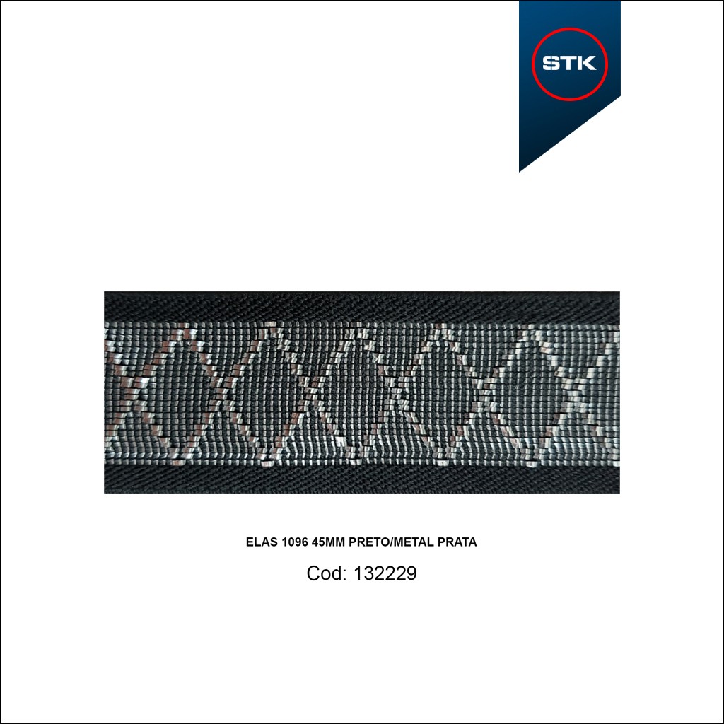 ELÁSTICO STK 1096 45MM PRETO / METAL PRATA