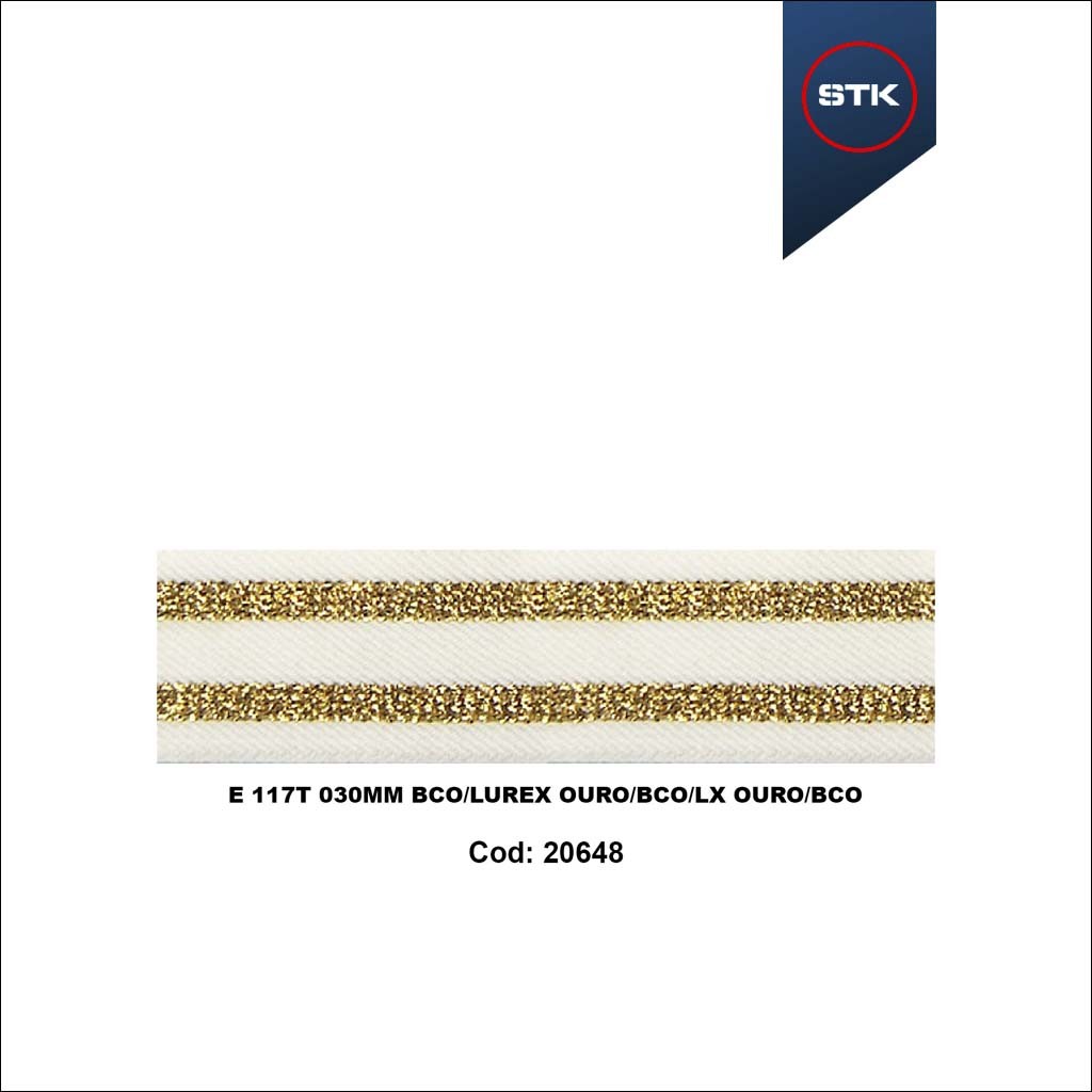 ELASTICO 117T 30MM BCO / LUREX OURO